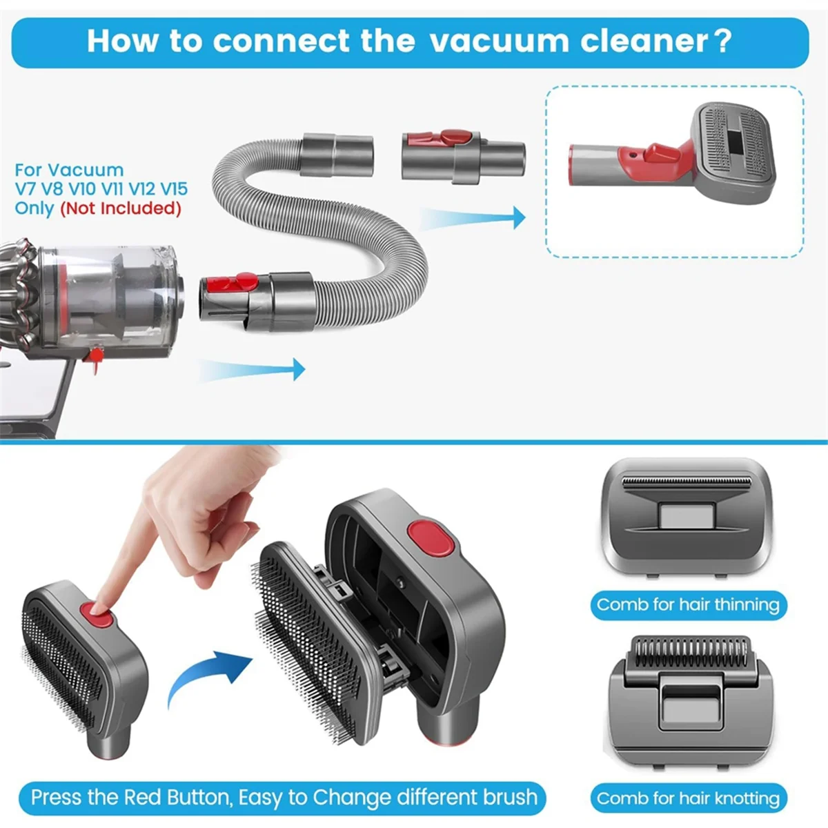 Pet Grooming Kit for Vacuum